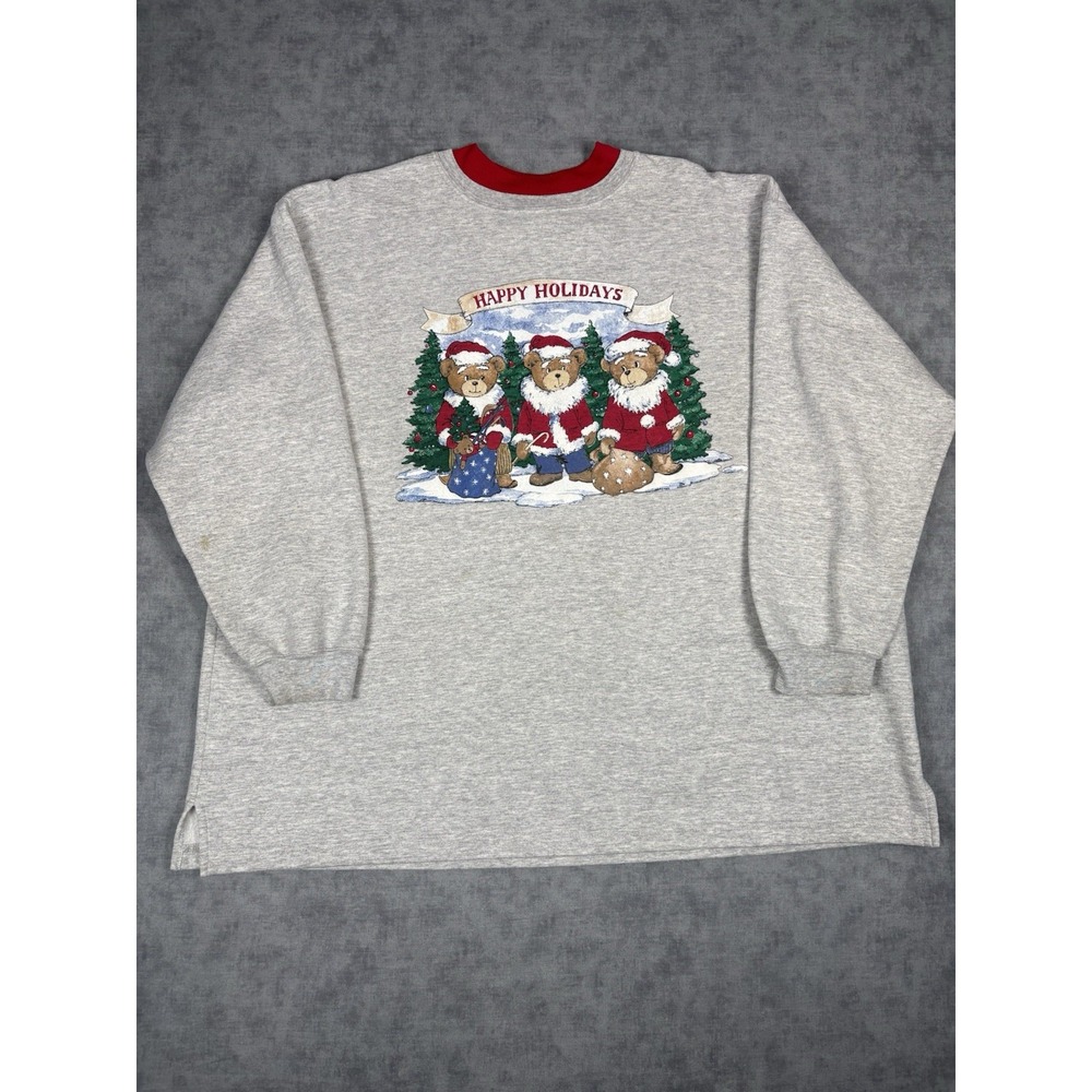 Vintage Nutcracker Happy Holidays Teddy Bear Christmas Sweatshirt 3X Canada